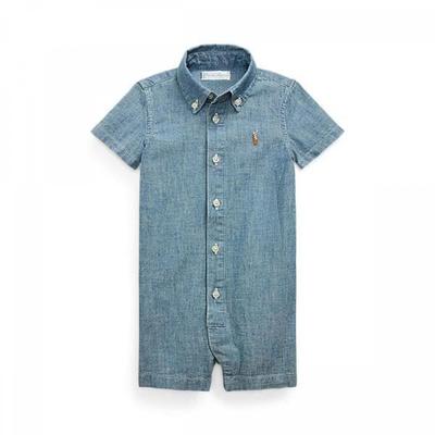 Baby Boy Indigo Cotton Chambray Shorts Cwpoopcic720290400