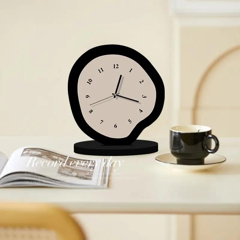 

Cream Style Wall Clocks Modern Table Needle Clocks Desktop Clock Ornament Living Room Decorations Home Countertops Decor