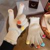 Cycling Winter Cold Proof Knitted Gloves Candy Color Touchscreen Full Finger Gloves  Women