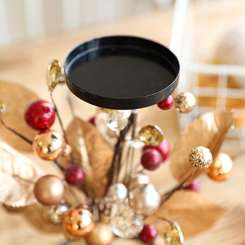 Luxury Wrought Iron Christmas Candle Holder Wreath for Dining Table Decor