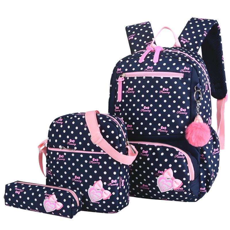 2018 Schooltassen Voor Meisjes Kinderen Schoolrugzak 3 stuks/set Bedrukking Schooltassen Rugzakken Mochila Infantil Orthopedische Schooltas