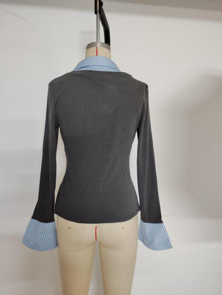 Women's Long-Sleeve Two-in-One Fashion Shirt
