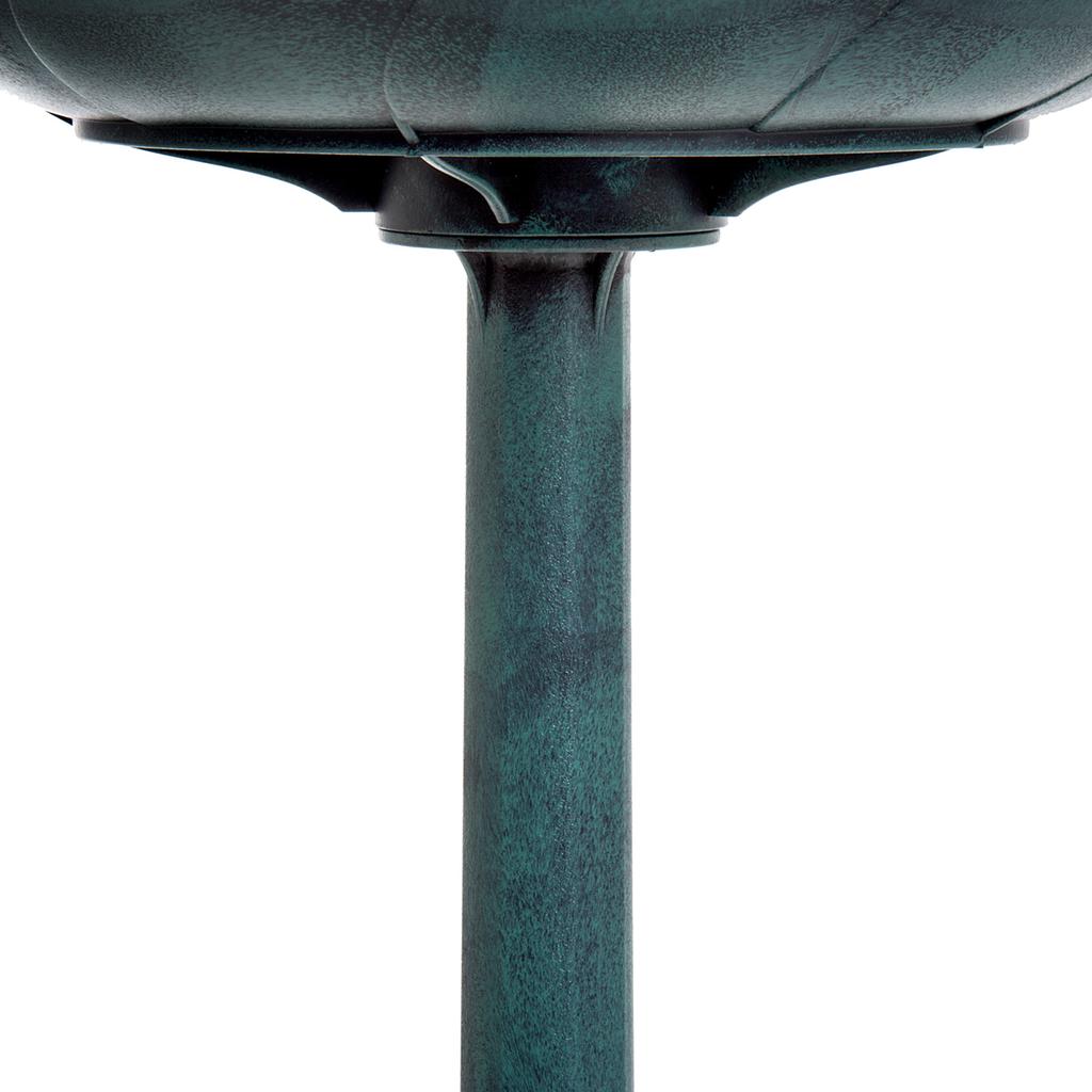 Garden Bird Bath Outdoor Decrative Garden Feeder Stand with Scallop-like Pattern. Time-Worn Finish. 50cm. Green