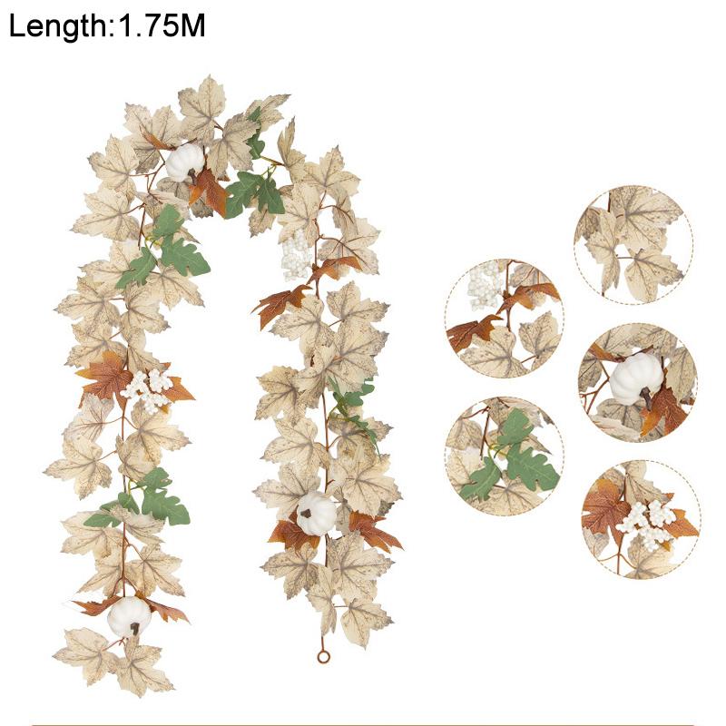 

Искусственные кленовые листья гирлянда тыква искусственные растения осень украшение дома День благодарения Хэллоуин Рождество Свадебный декор D