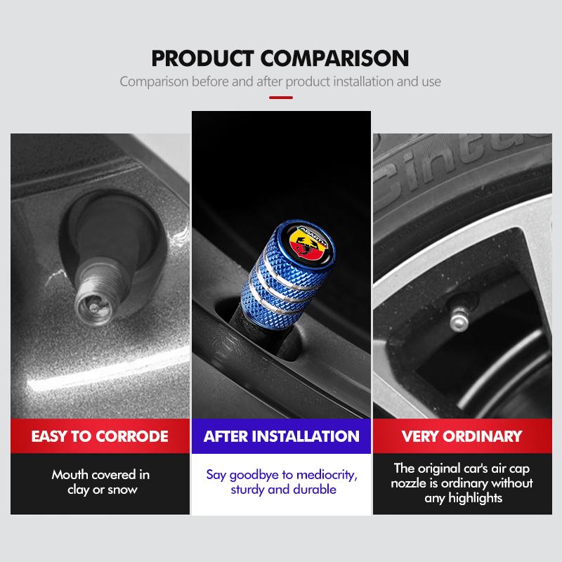 4Pcs Car Tire Valve Stems Cap Tire Valve Cap Wheel Stem Air Valve Cap For Abarth UNO Astra Bravo Panda Linea Freemont Strada