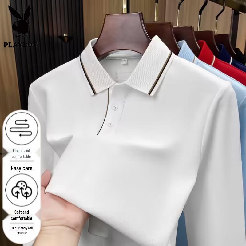 PLAYBOY Men's Long Sleeve Polo T-Shirt