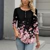 Camicie a 3/4 da Donna Camicia con Bottoni Top da Donna Mezza Abbottonatura Stampa Grafica Blusa