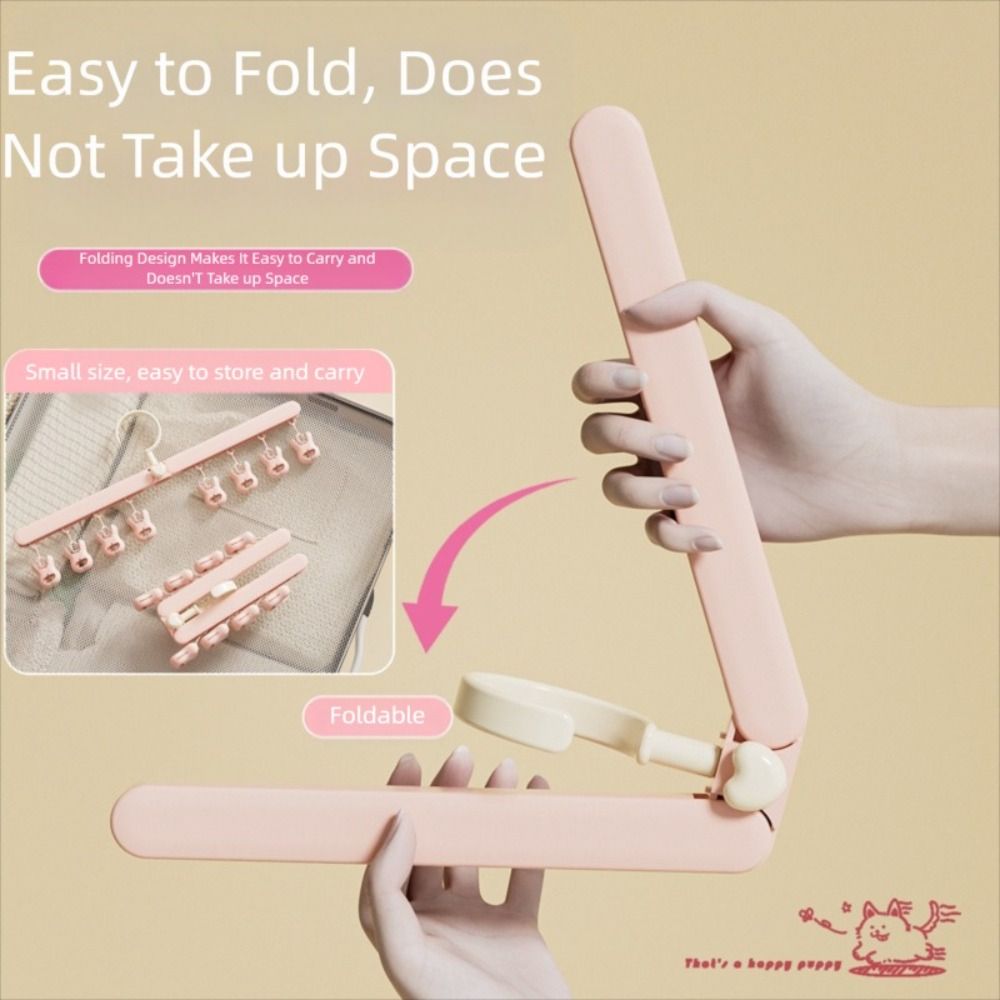 Portable Foldable Clothes Drying Rack Windproof 360° Rotaion Socks Clip Non-slip Lightweight Clothes Hanger Household Travel