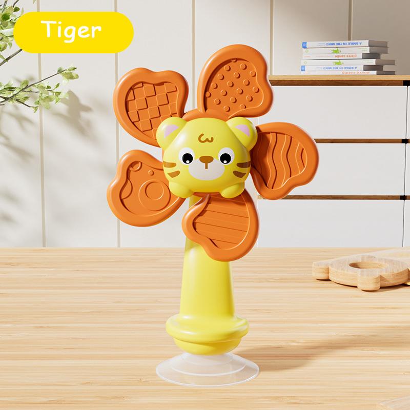 Baby Animal Spinner Toy with Suction Cup Sensory Spinning Rattle, Montessori Early Learning Fidget Toy for Highchair, Car & Bath
