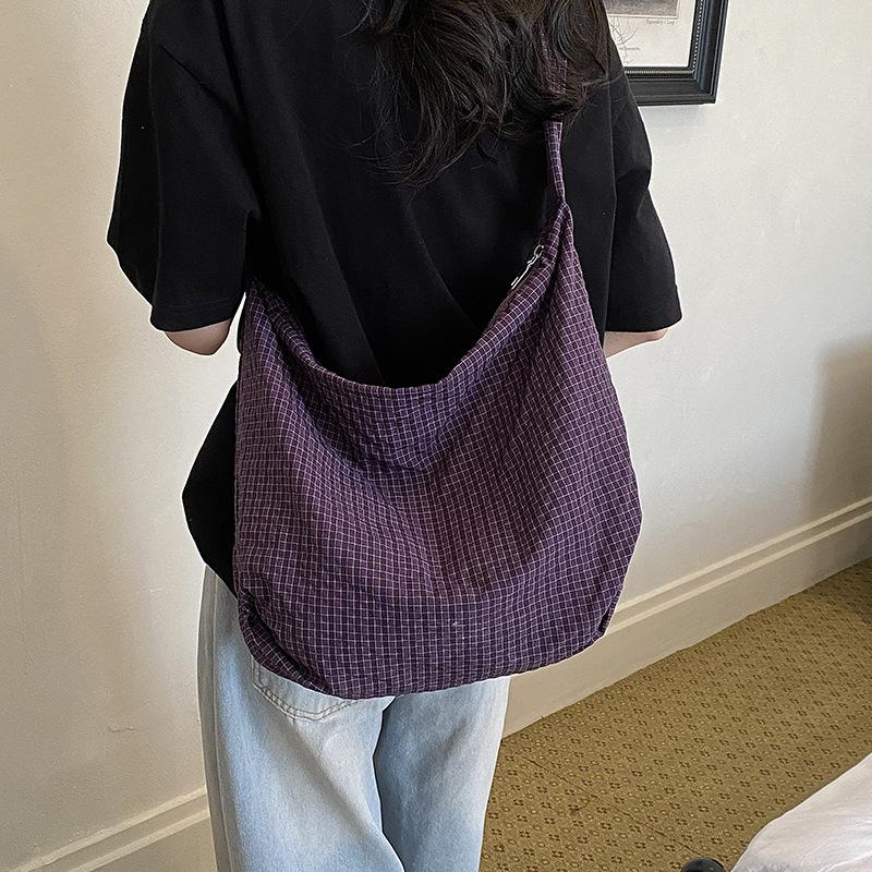 Women's Large Shoulder Bag Lightweight Check Commuter Tote Bag