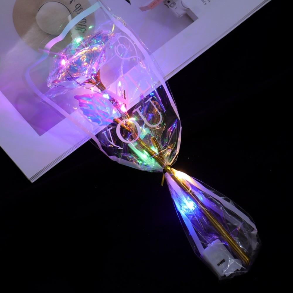 LED Lights Gold Foil Rose Flower Glowing Wedding Fake Flower  Valentine's Day