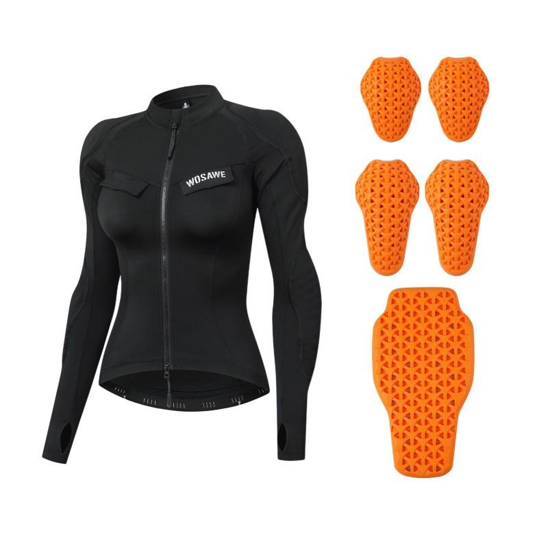 1 Womens Motorcycle Riding Jacket Soft Armor Protective Gear Slim Fit Long Sleeve PU Material