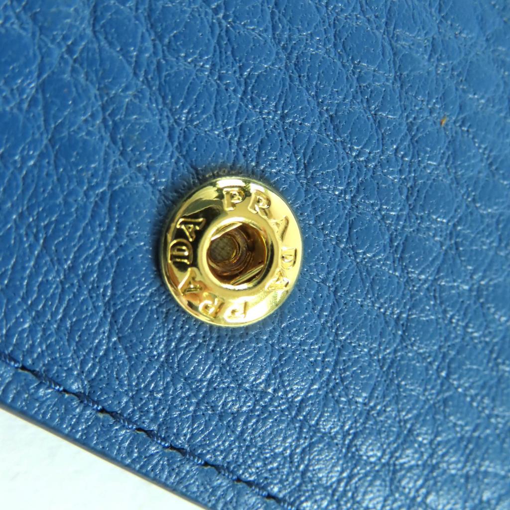 Pristine PRADA Bifold Wallet Cobalt Leather Women 1MV204 Used