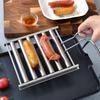 Hot Dog Roller BBQ Hot Dog Grillers Stainless Steel Sausage Roller Rack with Comfort Handle Barbecue Hot Dog Rack