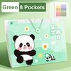 Panda A4 File Folder Large Capacity 8/12 Pockets Test Paper Storage Folder Cartoon Buckle Design Document Bag Student Supplies