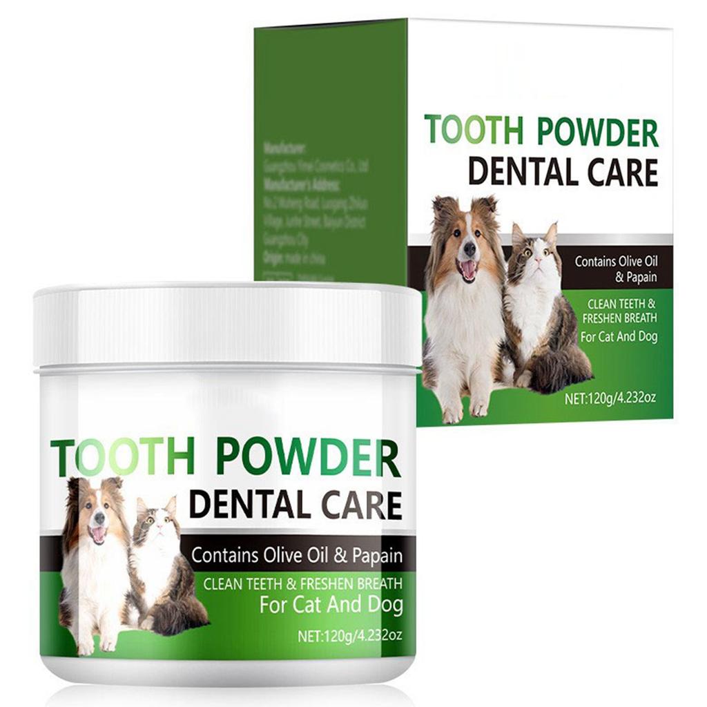 Prášek na čištění zubů pro psy a kočky, čištění ústní dutiny, čištění zubů, zápach z úst, zápach z úst domácích mazlíčků, prášek na čištění zubů.