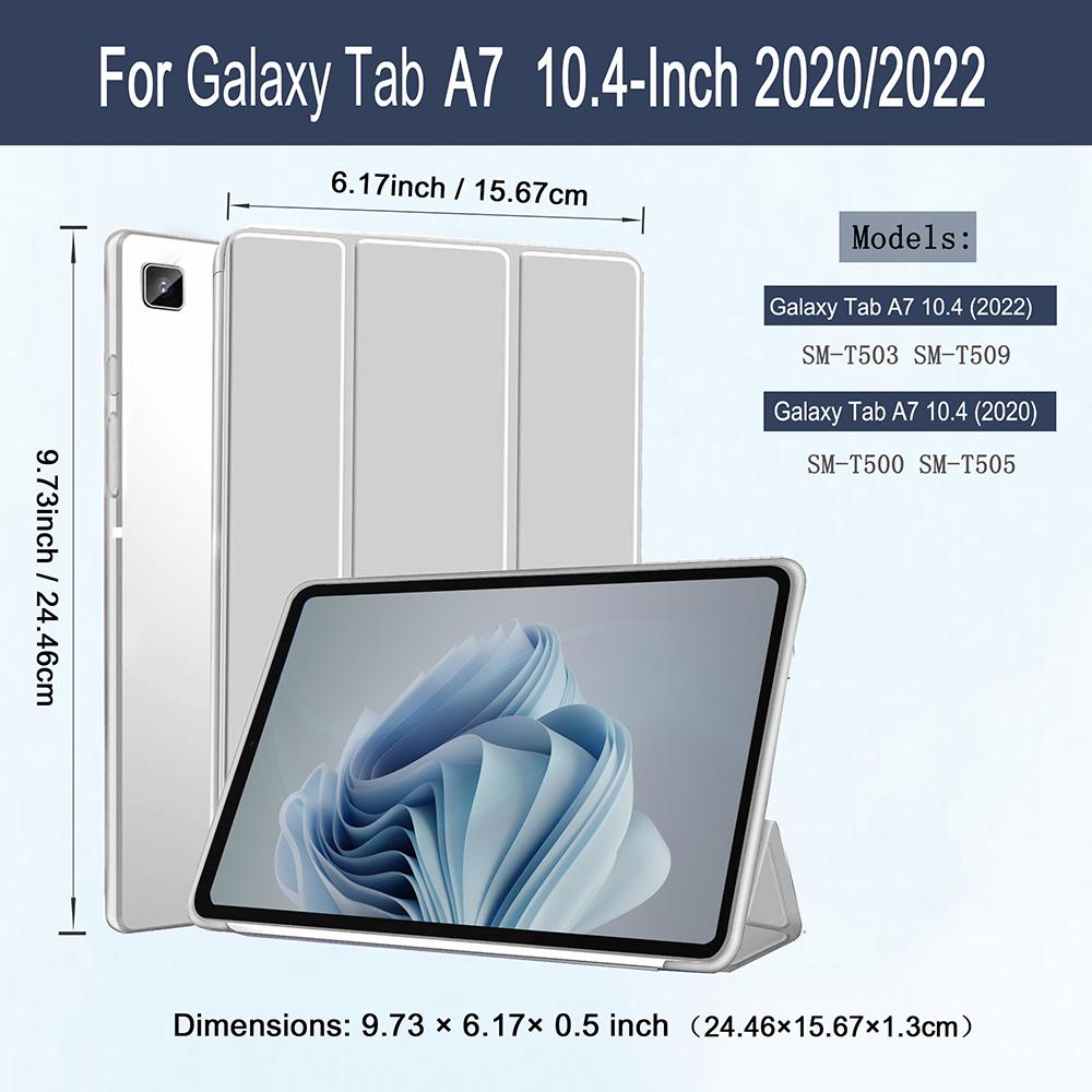 Étui pour Samsung Galaxy Tab A7 10,4'' / Couverture Magnétique en Cuir PU pour Tablette Galaxy Modèle SM-T500/T503/T505/T507 Tab A710.4 T505 T500