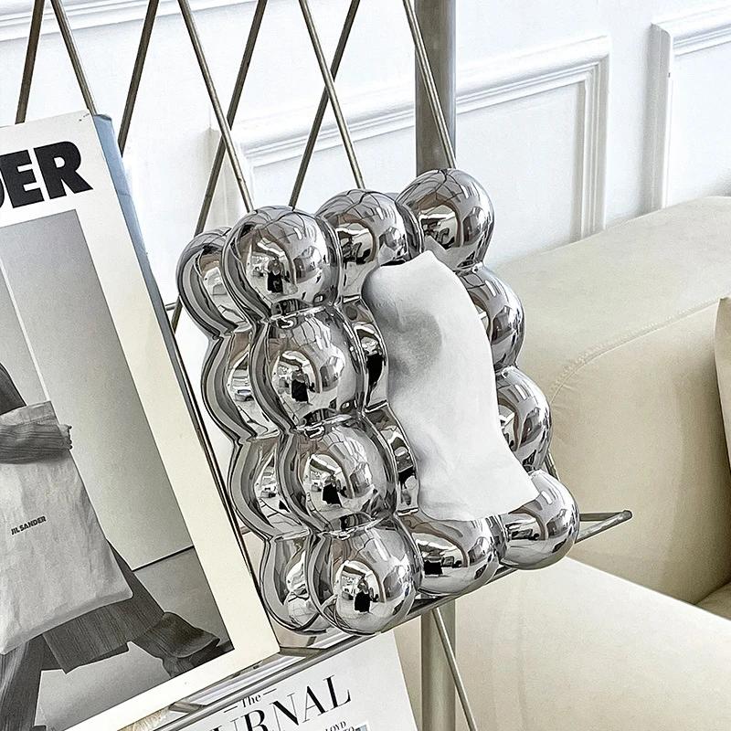 Nordic Tissue Boxes,Ceramic Plating Tissue Box,Luxury Facail Tissue Cover,Napkin Holder Case,for Living Room Bedroom Home Decor