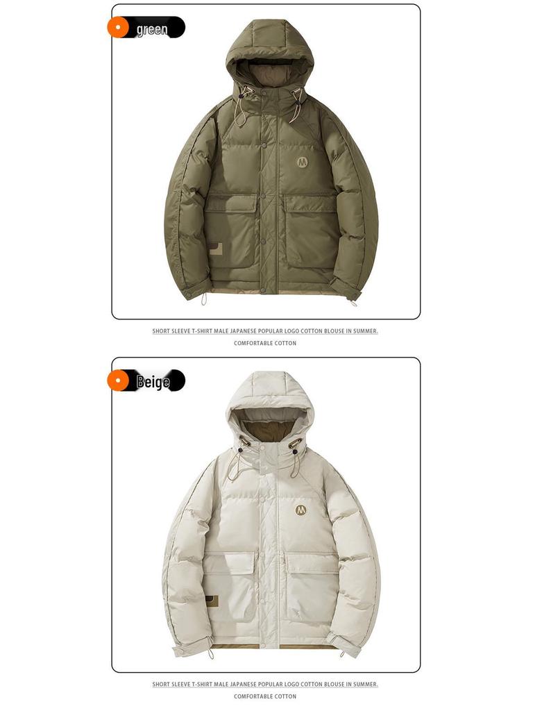 Winter 2024 Men's Fashion Hooded White Duck Down Jacket for Couples