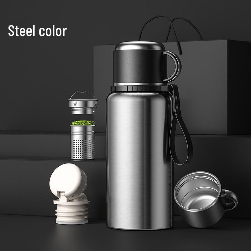 316 Stainless Steel Men's Large Capacity Insulated Outdoor Travel Mug with Tea & Water Separation, Custom Logo