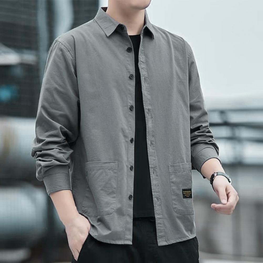 Korean Style Men Cargo Shirt Men's Jackets Streetwear Outdoor Casual Jacket Shirt Vintage Spring Autumn Shirt Coat Men Tops