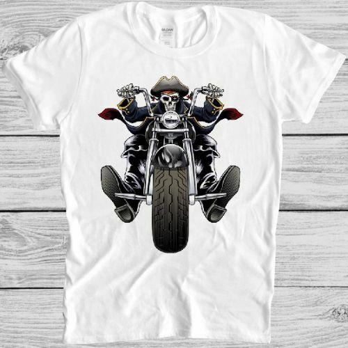 Skull Biker T Shirt Pirate Harley Motorbike Ride Bike Vintage Cool Gift Tee M200