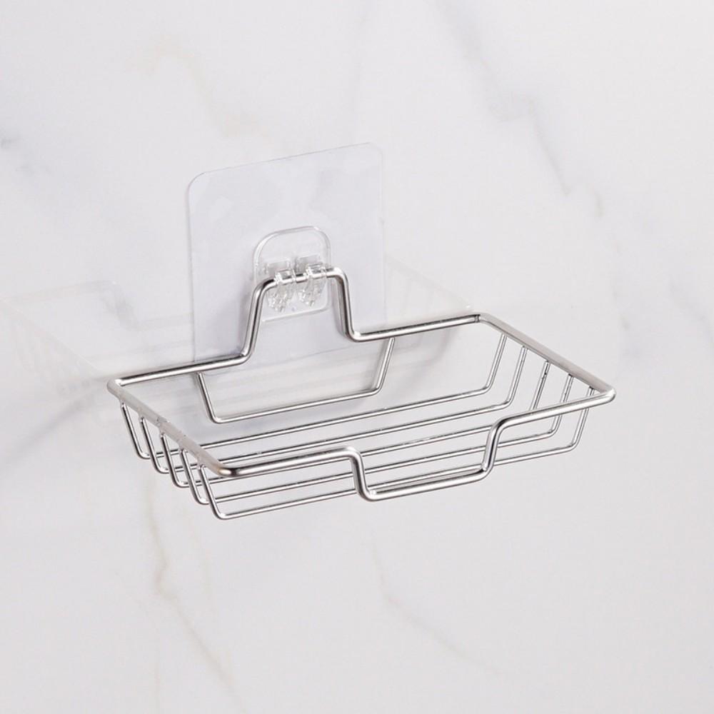 1 Stainless Steel Soap Holder For Household, Non-Punching Wall Hanging Soap Tray, Suitable For Bathroom, Kitchen, Square