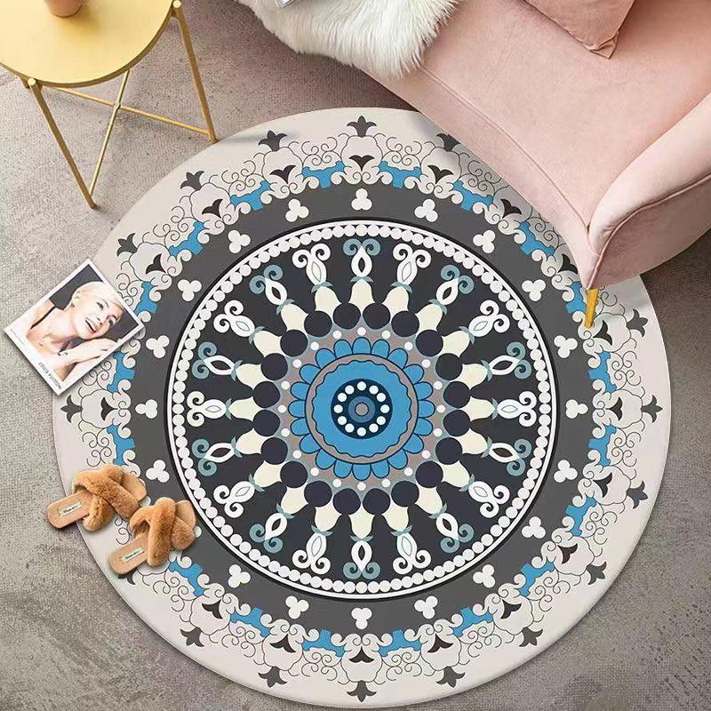 Vintage Crystal Velvet Round Carpet - Large Area Living Room Coverage
