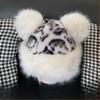 Women's Leopard Print Plush Mongolian Hat Autumn Winter Thickened Warm Plush Ear Flap Hat