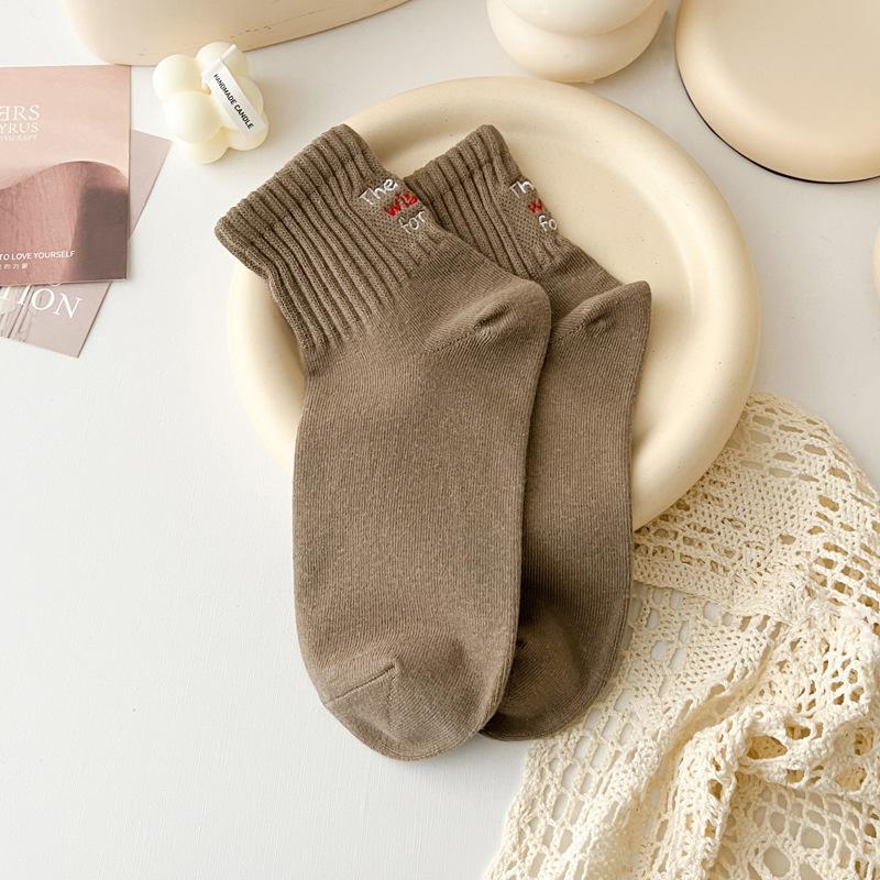 5 Pairs of Female Spring and Summer Small Variety Build Precollage Style Heel In The Letter Tube Socks