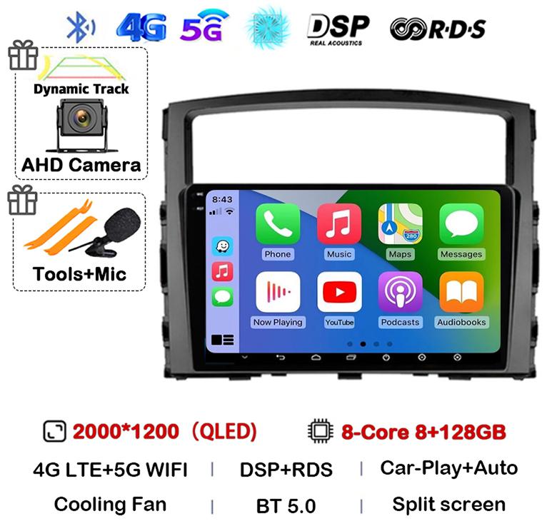 Android 14 Carplay Auto For Mitsubishi Pajero 4 V80 V90 2006 2007 2008 2009 - 2014 Car Radio Multimedia Video Player GPS Stereo