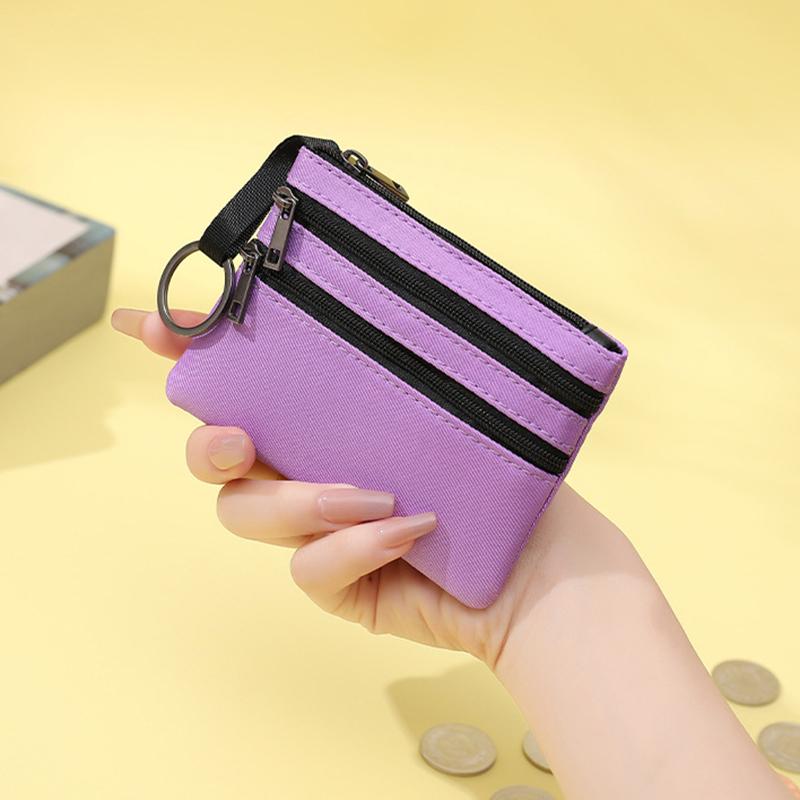 Durable Canvas Coin Purse Key Bag Zipper Kid Storage Pouch Money Pocket Solid Color Coin Key Bag Men Women Portable Card Wallet