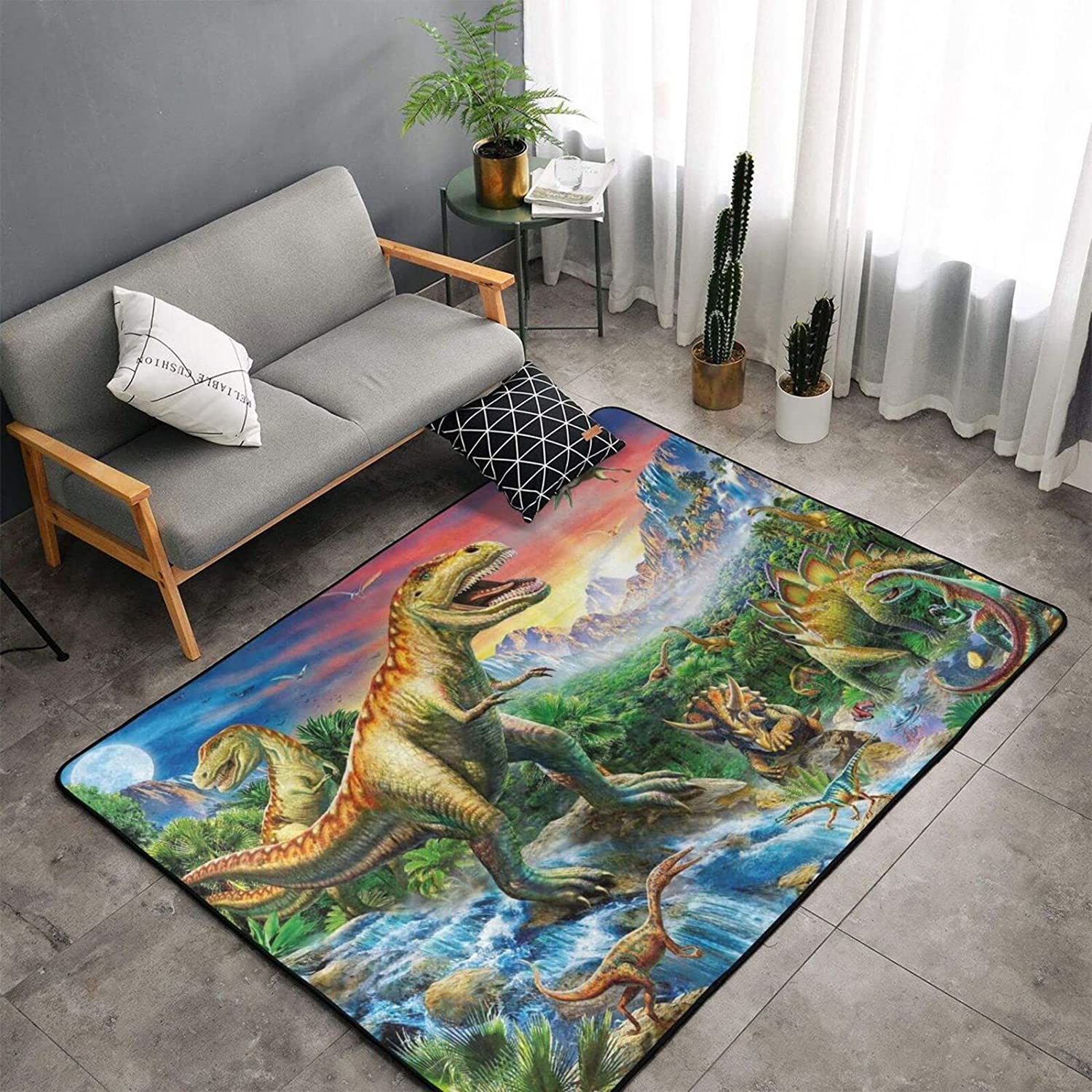 

Jurassic Dinosaur Living Room Area Rug 3D Dinosaur Carpets Bedroom Rug for Boys Kids Play Mat Animal Print Rug Entrance Doormat 40x60cm