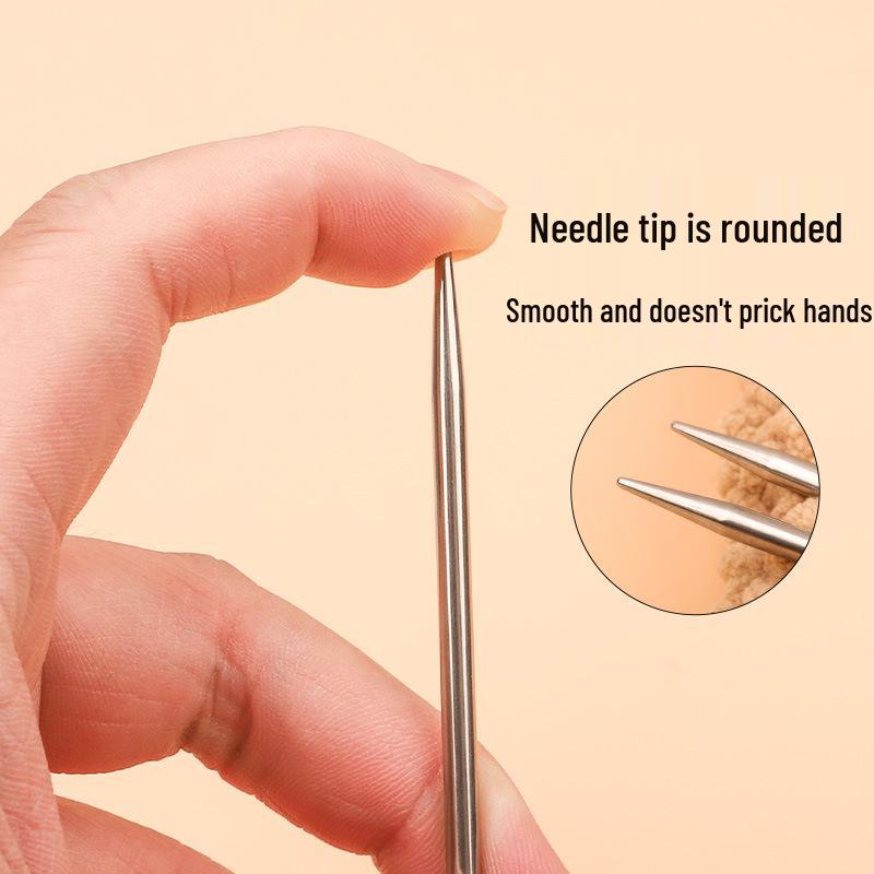 23cm Wool Knitting Circular Needle Set for Sweaters & Sleeves - Stainless Steel & Bamboo.