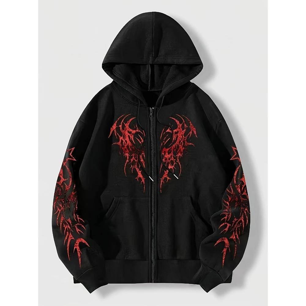 Otoño e Invierno Nuevo Moda Masculina Tendencia Casual Sudadera con Cremallera Chaqueta Estampado Y2K Casual Retro Calle Estilo Top