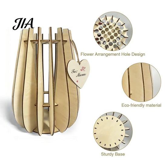 Handmade Wooden Art Piece Puzzle Flower Vase, Arrangement Display Stand for Placing Flowers & Artistic Floral Base Artificial Flowers, Suitable