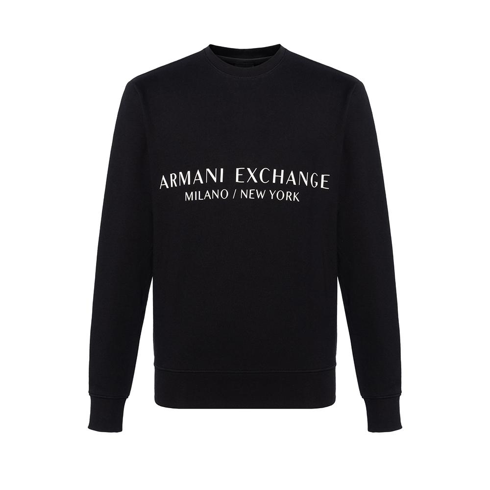 Armani Exchange FW22 Effen Kleur Letter Logo Print Losse Casual Sweatshirt Heren sweatshirt Zwart 8NZM88-ZJKRZ-1200 S