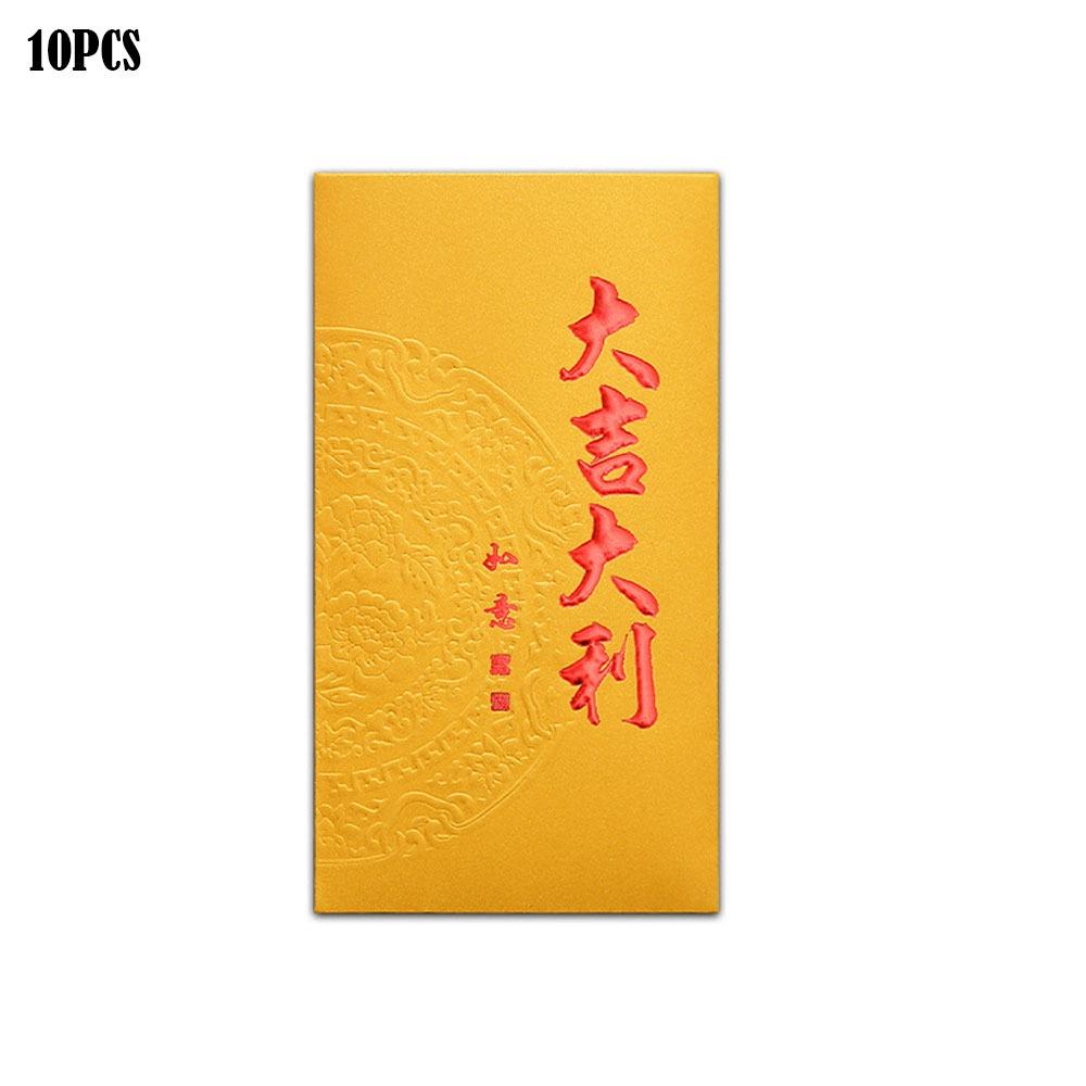 

10pcs Lucky Red Envelopes Chinese Style Gold Foil Design Cash Gift Envelopes New Year Blessing 2026 Luck Money Bag золотой