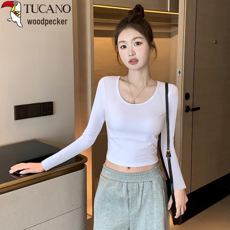 Women s Slim Fit Long Sleeve Cotton Cropped T-Shirt L