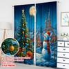 2pcs 2D flat printing Christmas Party Curtains Christmas Snowman Village Santa Digital Printed Polyester Drapes Festive Curtains
