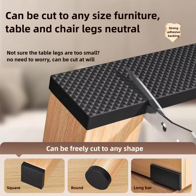 1roll Croppable Black Anti-Slip Mute Furniture Pads-Thickened Wear-Resistant for Dining Chairs Table Legs, Chair Leg Protectors