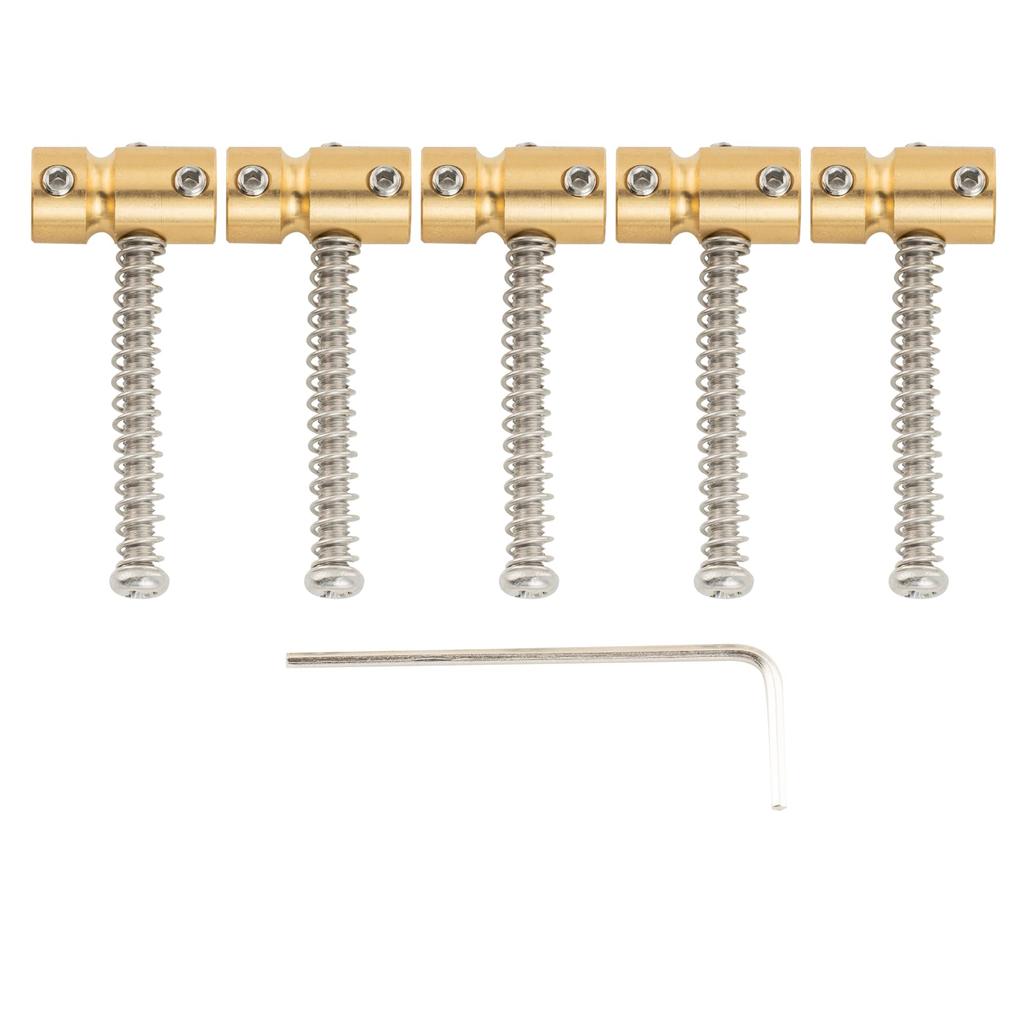 Musiclily Pro 17mm Brass Bass Saddles for 5-String PB Precision Bass/JB Jazz Bass, Original Color (Set of 5)