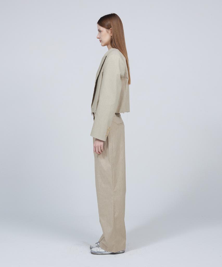 Meuameu [Essential] Linen Signature Pin Tuck Slacks