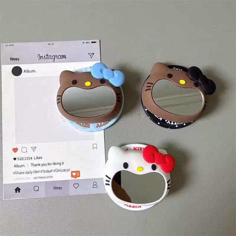 Cartoon Silicone Magnetic Kitty Cat Phone Holder with Mirror Surface and Retractable Air Cushion