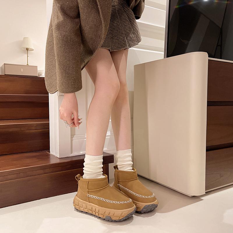 2024 New Winter Warm Boots Fur Ladies Snow Boots Real Sheepskin Wool Low-cut Warm Fur Shoes Man and Women Winter Short Boots