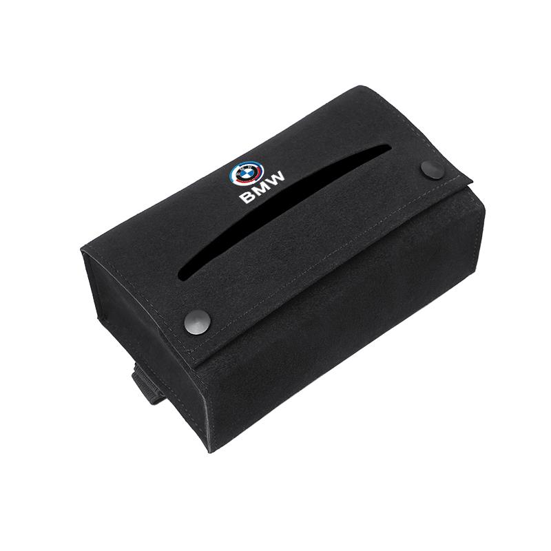 DJSA5 Car Tissue Box Suede Tissue Storage Bag For BMW M E60 G30 G20 G05 E60 G26 E39 E36 Car Interior Accessories Kleenex Case Keychain