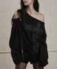 AS YOU ARE Line Off-Shoulder Sweatshirt Black