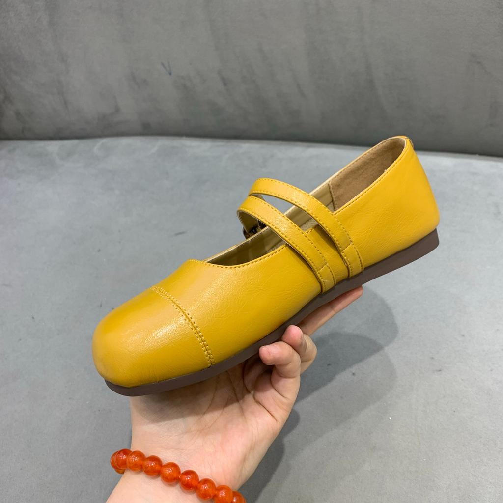 Flat-bottomed Mary Jane Shoes Women's 2025 Spring and Summer New Retro Gentle Wind Shallow Mouth Versatile One-word Buckle with Soft-soled Single Shoe