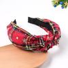 Fashion Women Plaid Knot Snowflake Print Elastic Hairband Christmas Hair Hoop