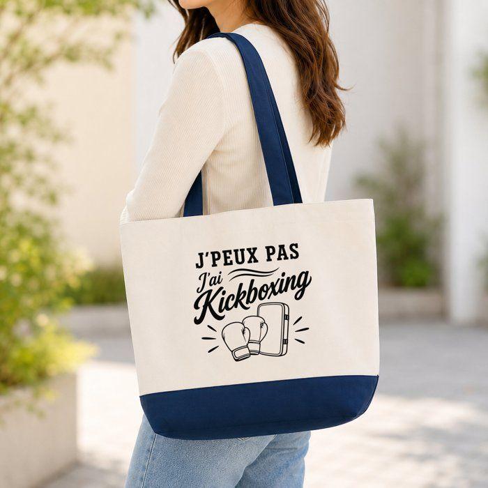 Sac de courses - PLANETEE - Collection J'peux pas minimaliste - Coton 170 g/m² - 27 L (45×40×15 cm) - Motif Kickboxing